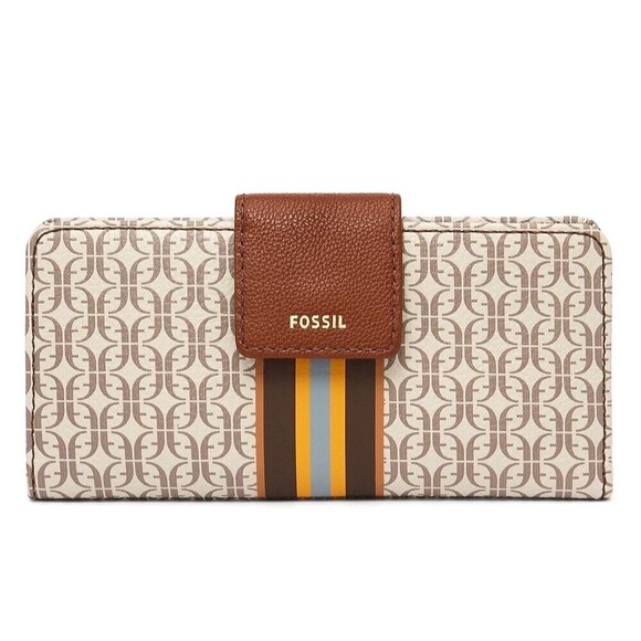 New Fossil Madison Tab Clutch Wallet Khaki Multi - Picture 1 of 4